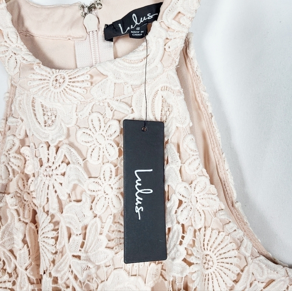 LULUS Love Poem Blush Pink Lace Mini Dress NWT pink blush - Picture 7 of 8